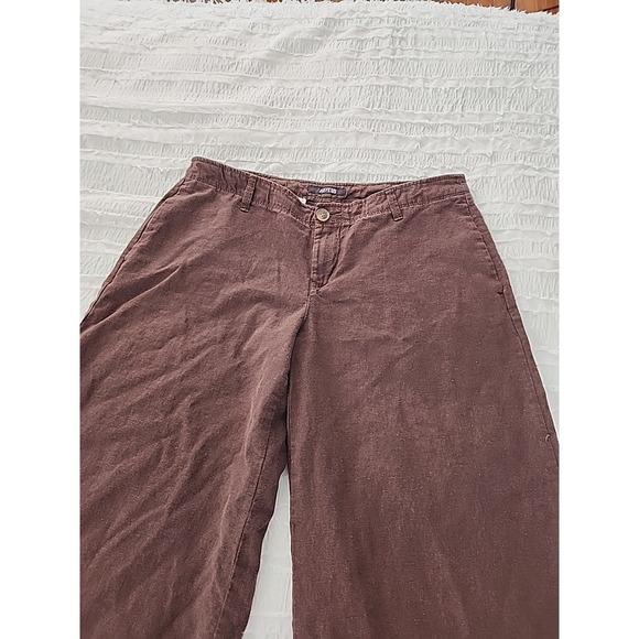 APT.9 Wide Leg Brown Linen Blend Capri Gaucho Pants Size 10 Cropped Casual Boho - Picture 3 of 13